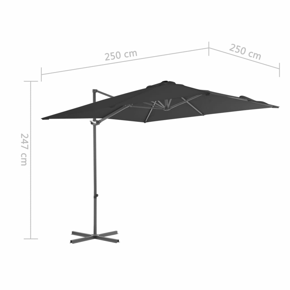 Parasol meuble de jardin en porte-à-faux avec mât en acier 250 x 250 cm anthracite