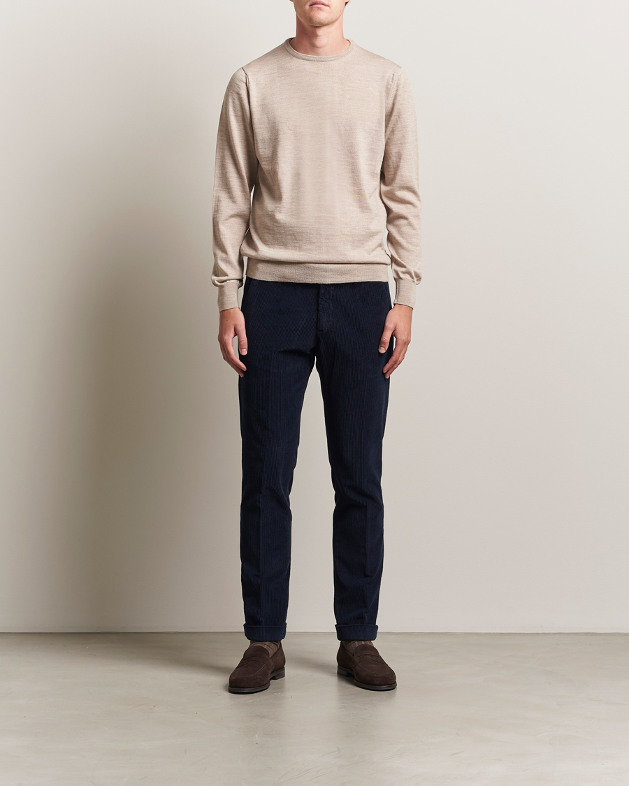 Morgano Extra Fine Merino Wool Crewneck Beige