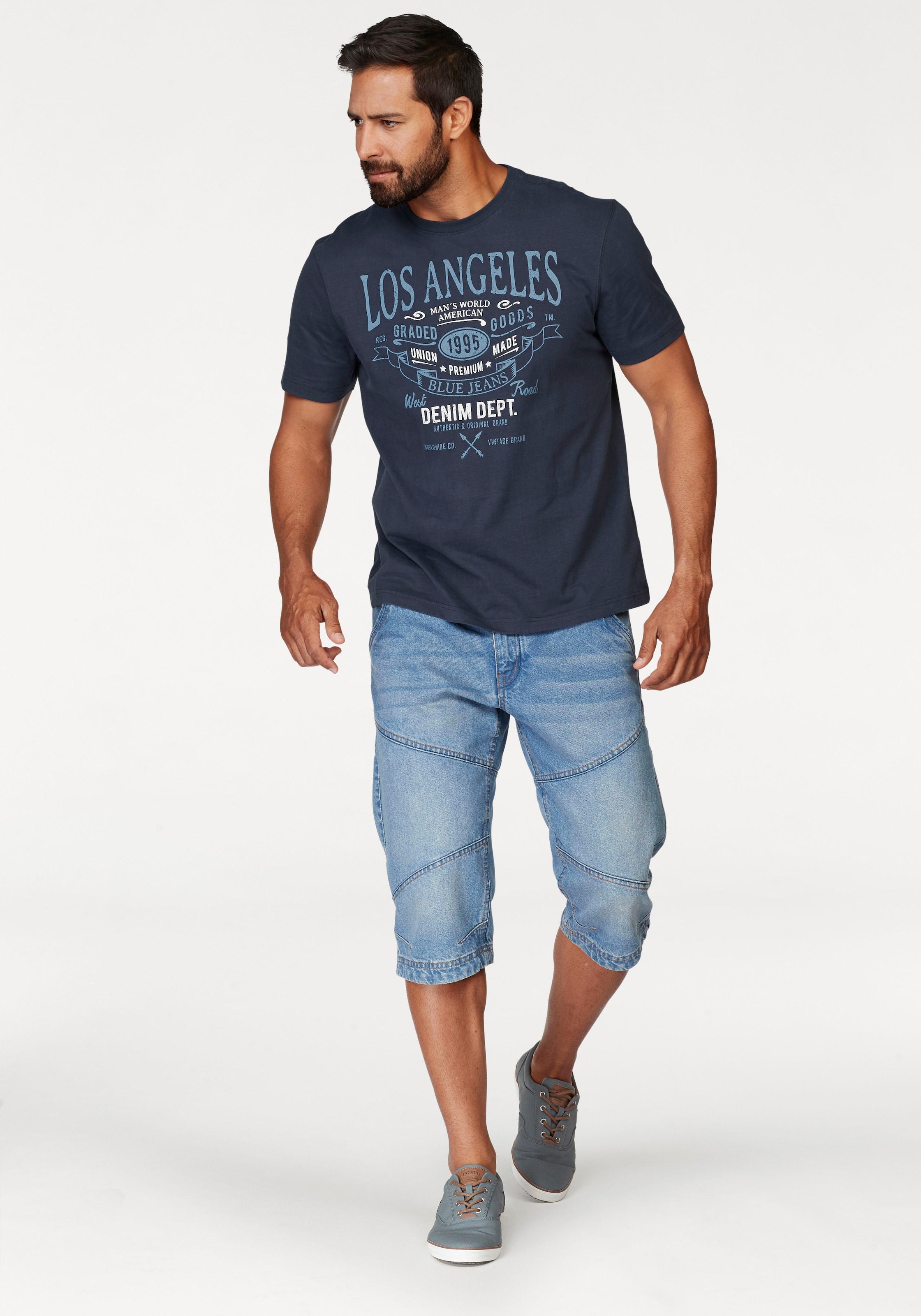 Man's World T-Shirt , Kurzarm,  mit Print,  Rundhalsausschnitt,  aus Baumwolle