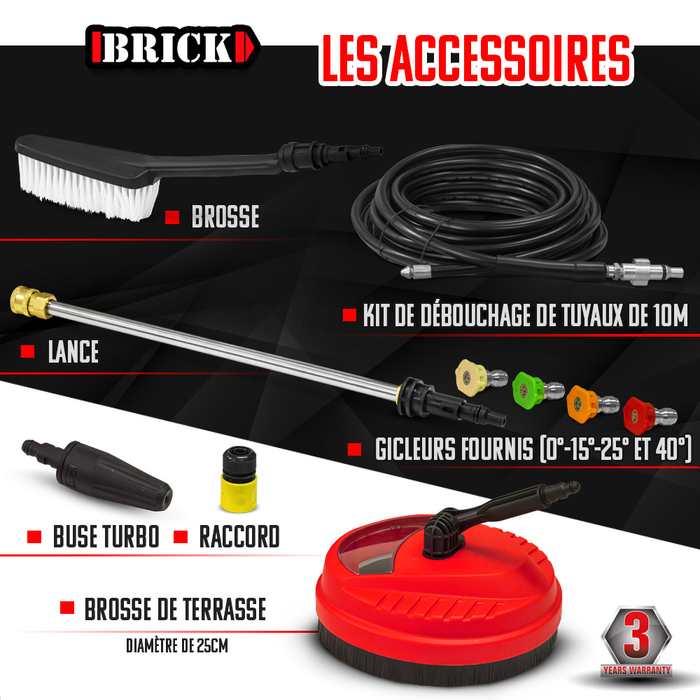Nettoyeur haute pression 2100w - 165 bars avec moteur à induction + accessoires