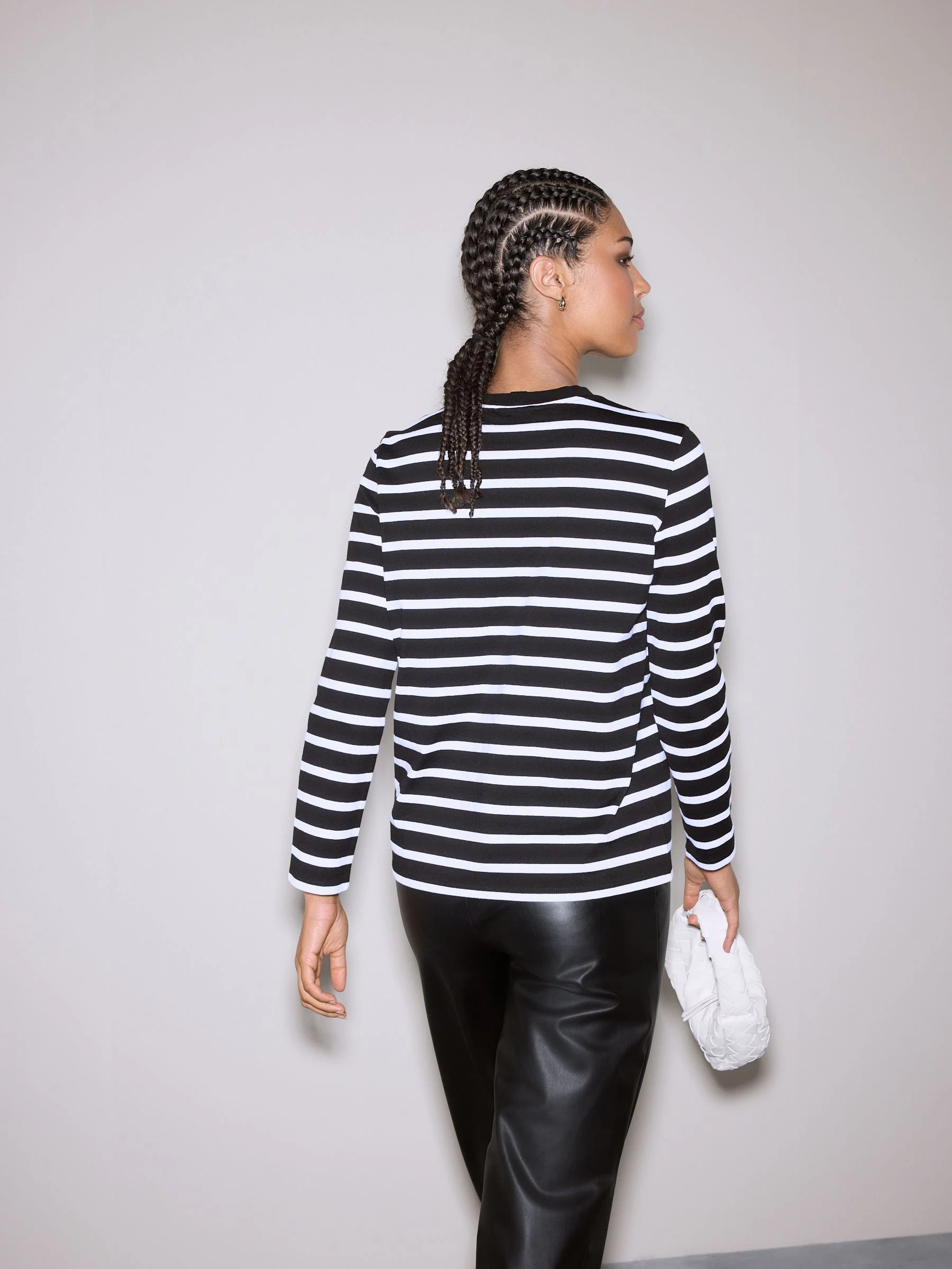 Zwart-wit gestreept - Dik T-shirt met lange mouwen en ronde hals