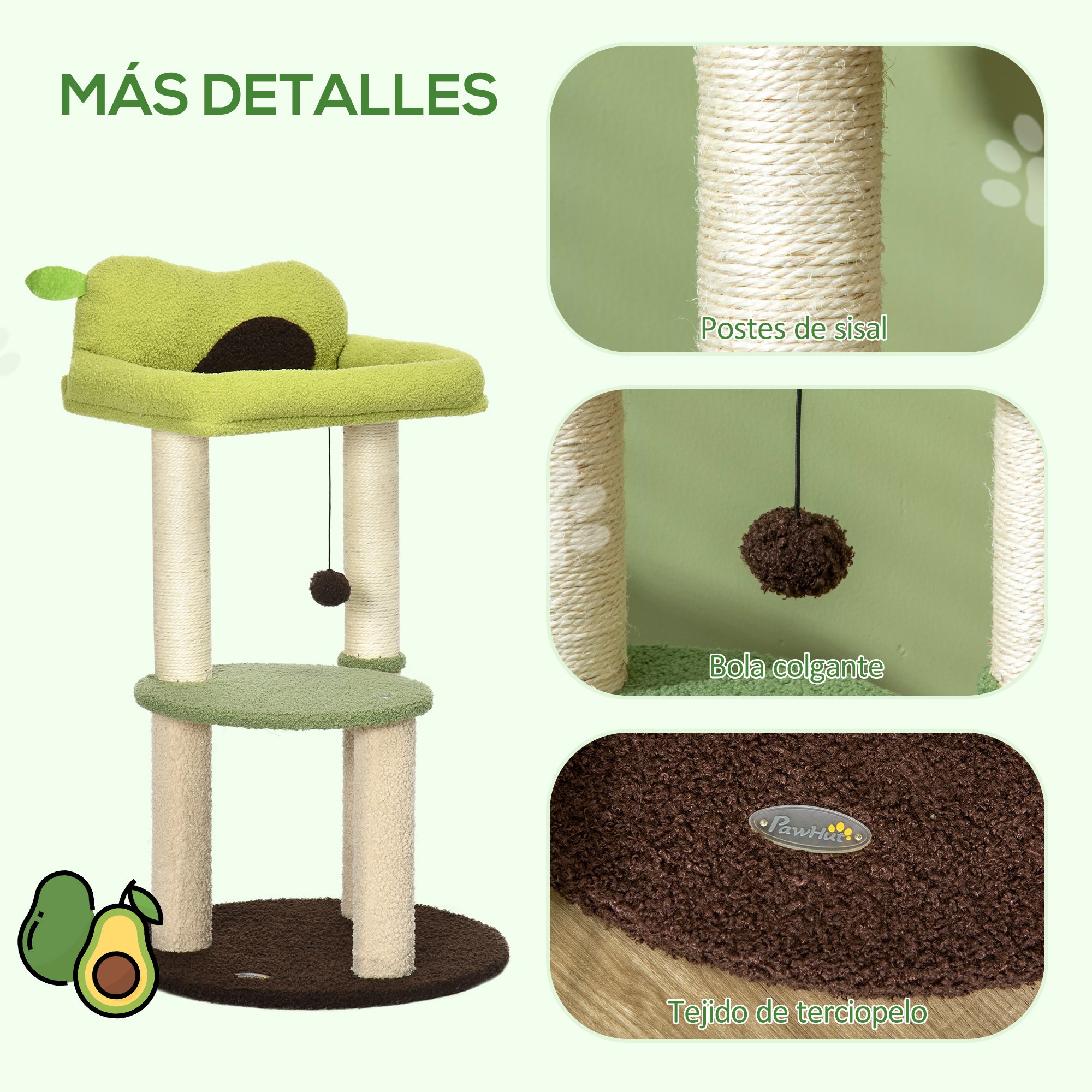 Arranhador para gatos em formato de abacate da PawHut