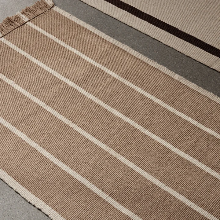 Ferm Living - Calm Kelim Teppichläufer, 80 x 200 cm, off-white / coffee