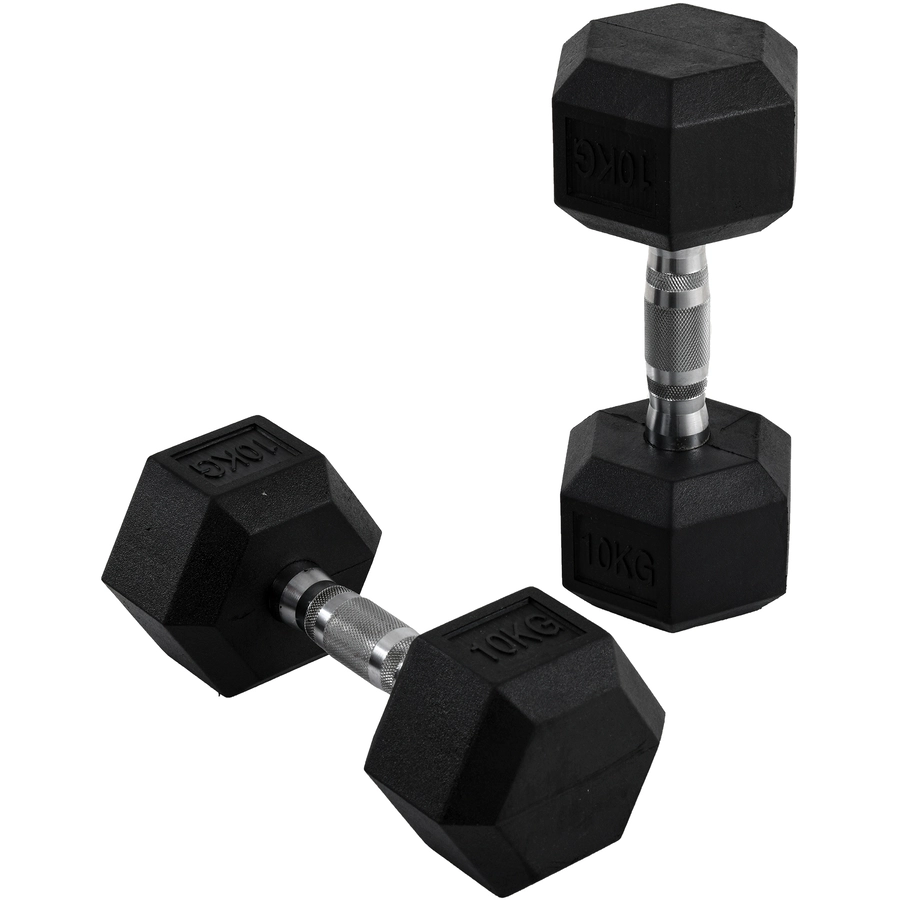 HOMCOM Kurzhantel 2er Set in Hexagon Form schwarz, silber