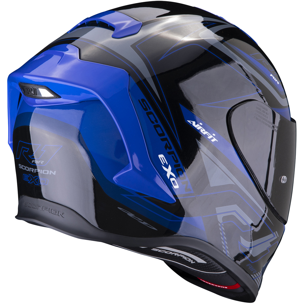 Scorpion - Casque Exo-R1 Evo Air Gaz Noir Brillant / Bleu