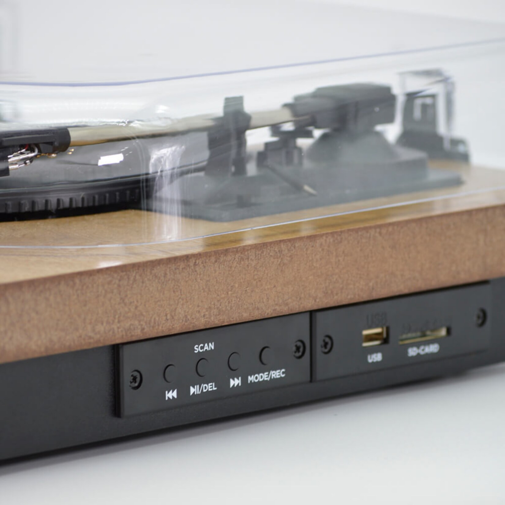 Aiwa GBTUR-120WD Plattenspieler aus Holz, Bluetooth, 3 Geschwindigsstufen, Line-Out, FM-Radio