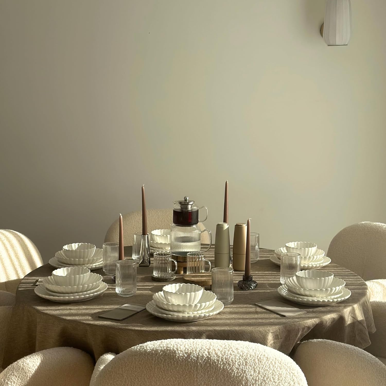 Zoha Porzellan Tellerset 6 Personen, 24-teiliges Teller Set, Kombiservice modern, Essgeschirr spülmaschinenfest & mikrowellenfest, Dish Set mit modernem Design, Tafelservice - Essservice