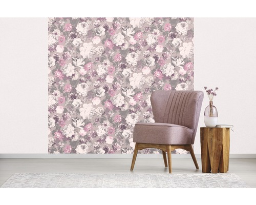 Vliesbehang 02513-70 bloemen bruin beige