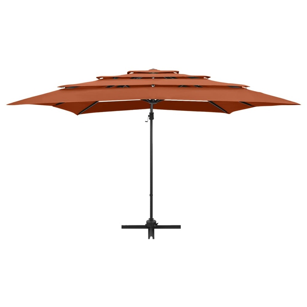 Parasol à 4 niveaux avec mât en aluminium 250 x 250 cm orange