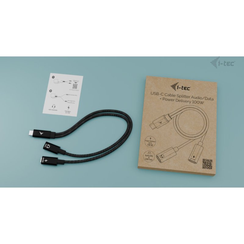 i-tec USB-C Cable Splitter Audio/Data + Power Delivery 100W