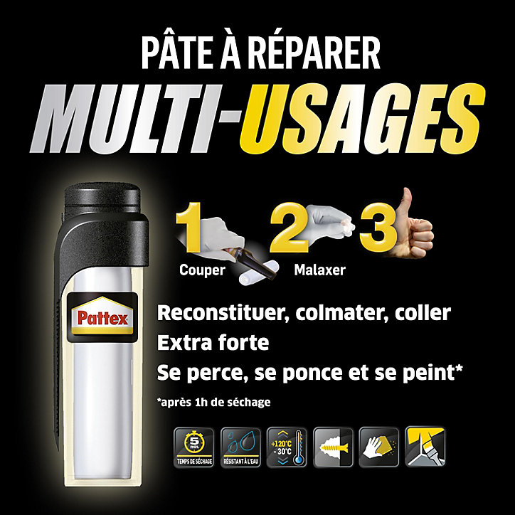 Pâte à réparer Pattex 100% colle tube 64g