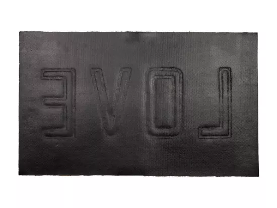 Tapis d'entrée en PVC imprimé et fibre pressée marron 45x75