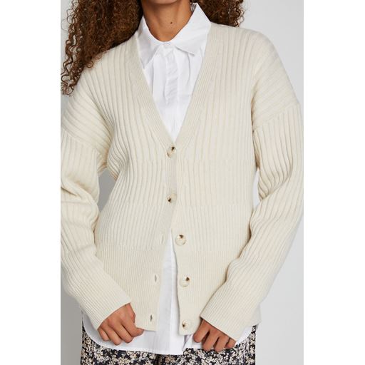 Bruuns Bazaar Lobata Carine Strikcardigan, Snow White/Sand, XL
