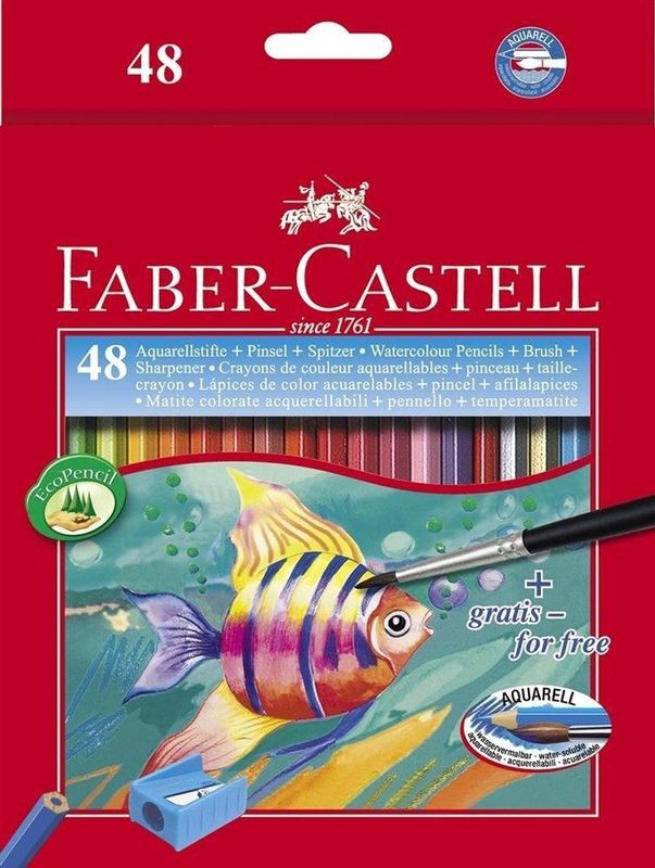 Faber-Castell aquarelpotloden - 48 stuks - met puntenslijper en penseel - FC-114448