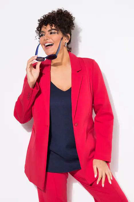 Blazer, Punto di Roma, A-Linie, Reverskragen, Stretch, rubinrot