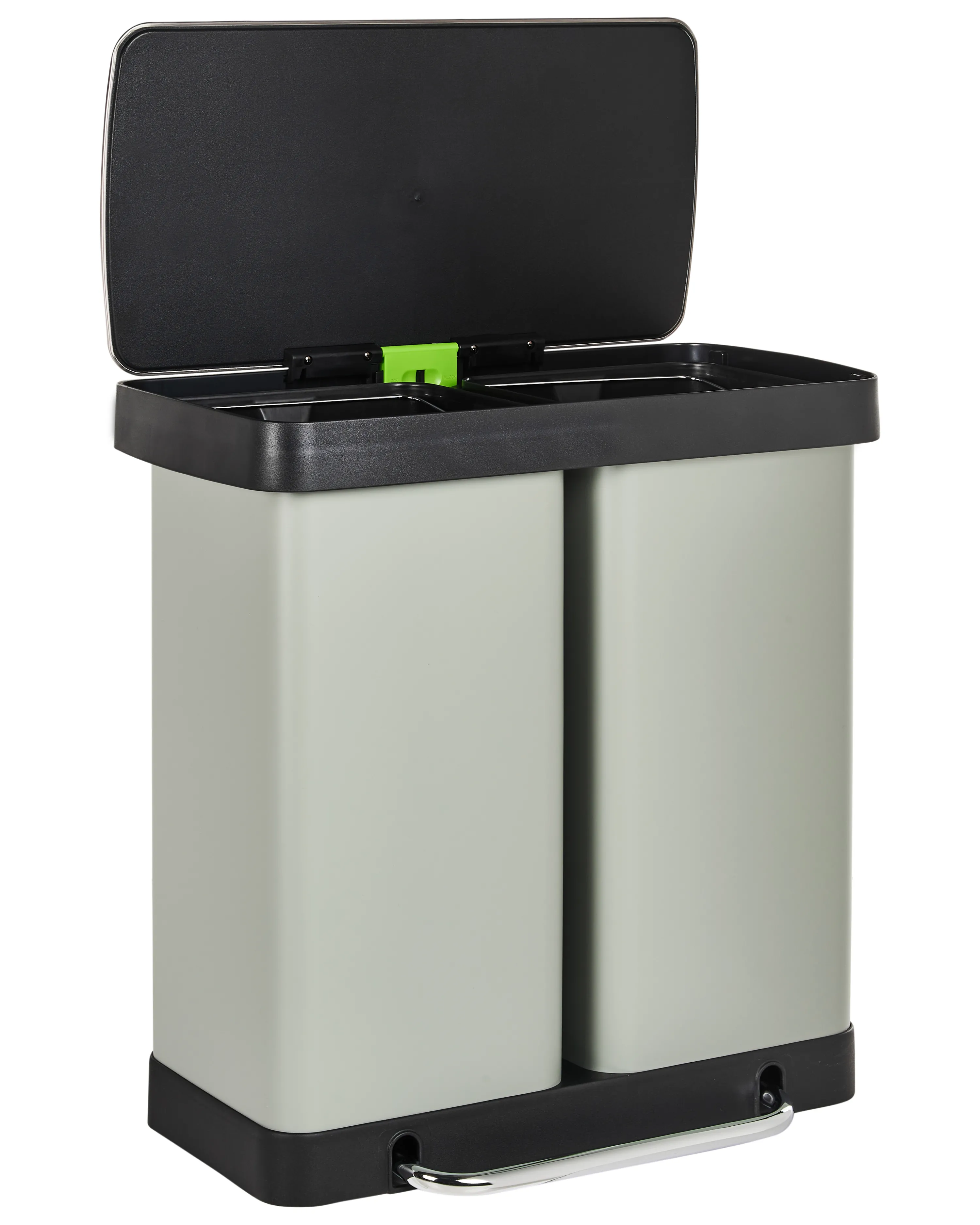 Dubbele pedaalemmer 60 L ECOSORT Metaal Lichtgroen
