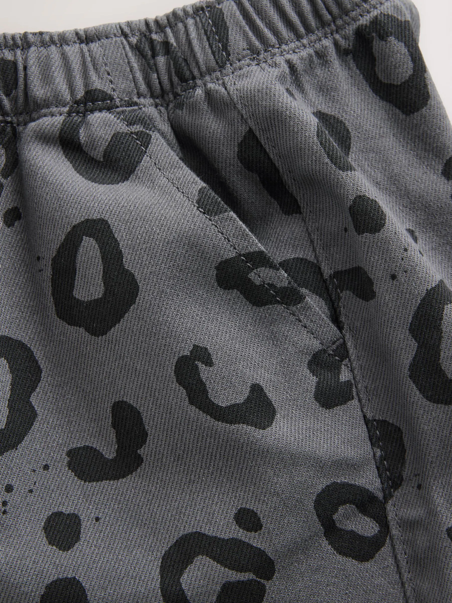Antracietgrijs luipaardprint - Wijde broek met elastische taille (3mnd-7jr)