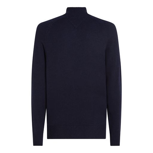 Tommy Hilfiger Lambswool Zip Mock Striktrøje, Desert Sky, XXL