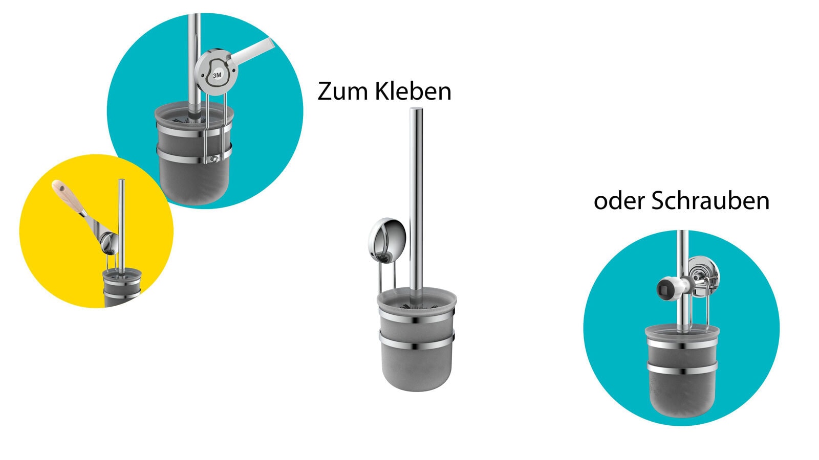 eisl WC-Wandbürstenhalter 10x34x10 cm Chrom / grau