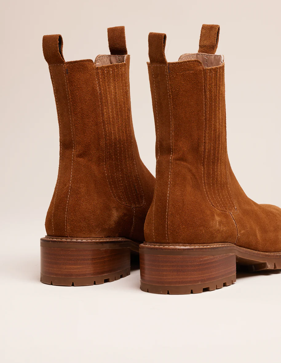 Bottines plates Dorianne - Suède ambre