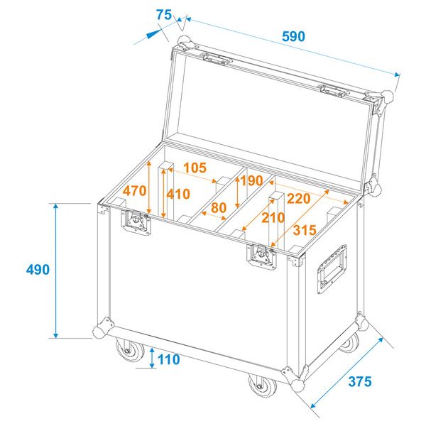 Roadinger Flightcase 2x TMH-XB-280