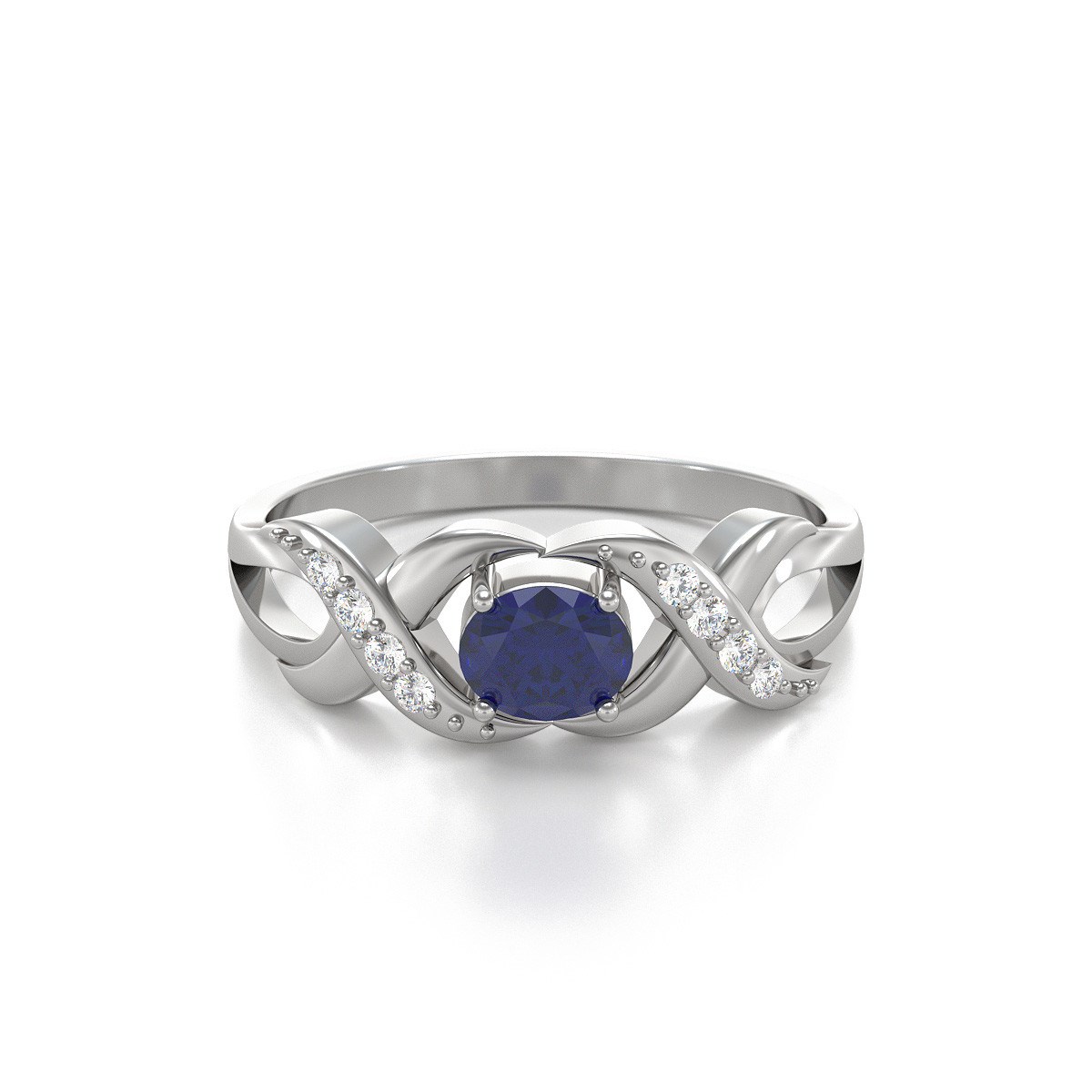 Bague ADEN Saphir et diamants sur Argent 925 2.684grs
