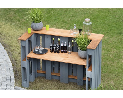 Pallet bartafel, buitenbartafel van hout, 188x80x122 cm, grijs
