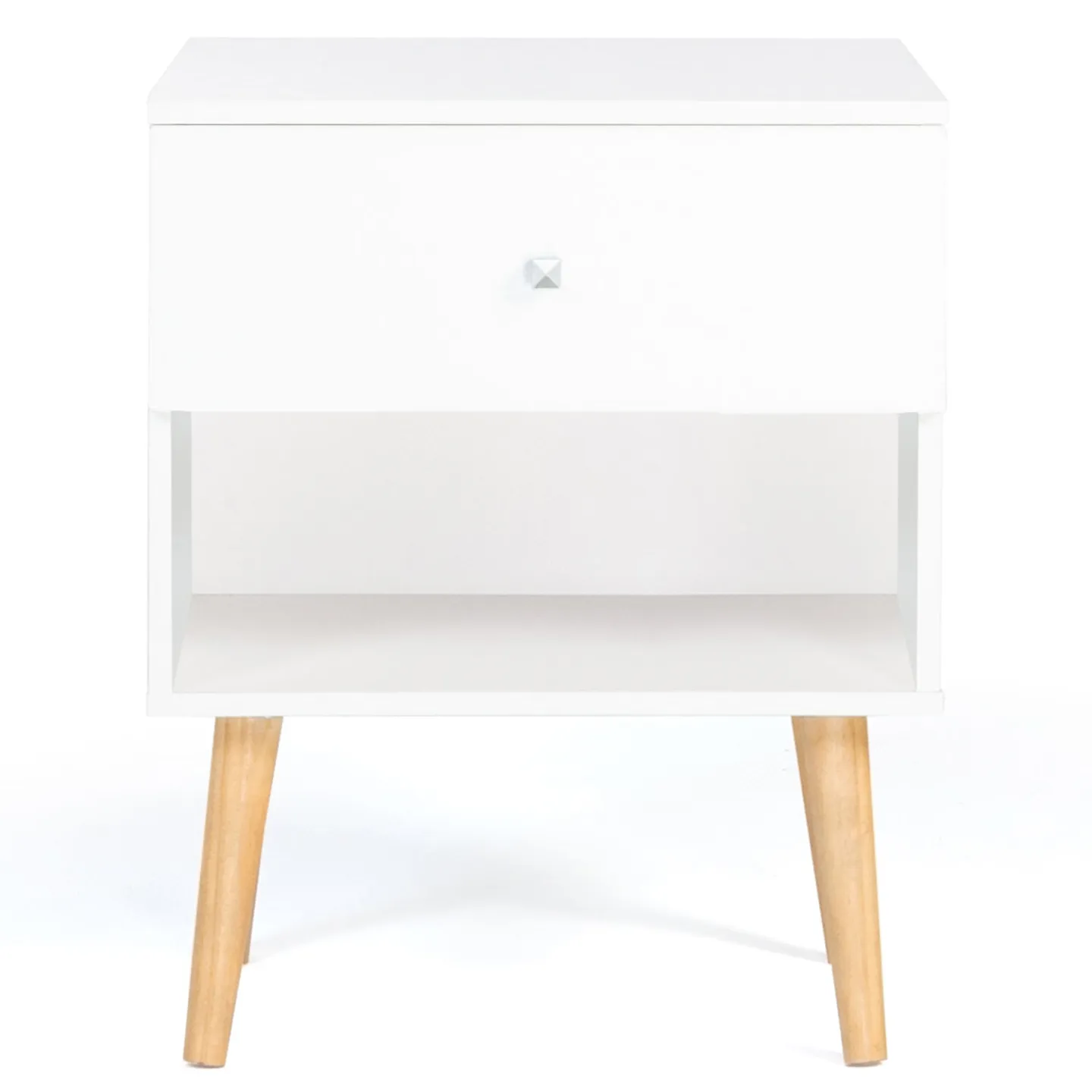 Lot de 2 tables de chevet EMMIE scandinaves 1 tiroir avec niche blanc