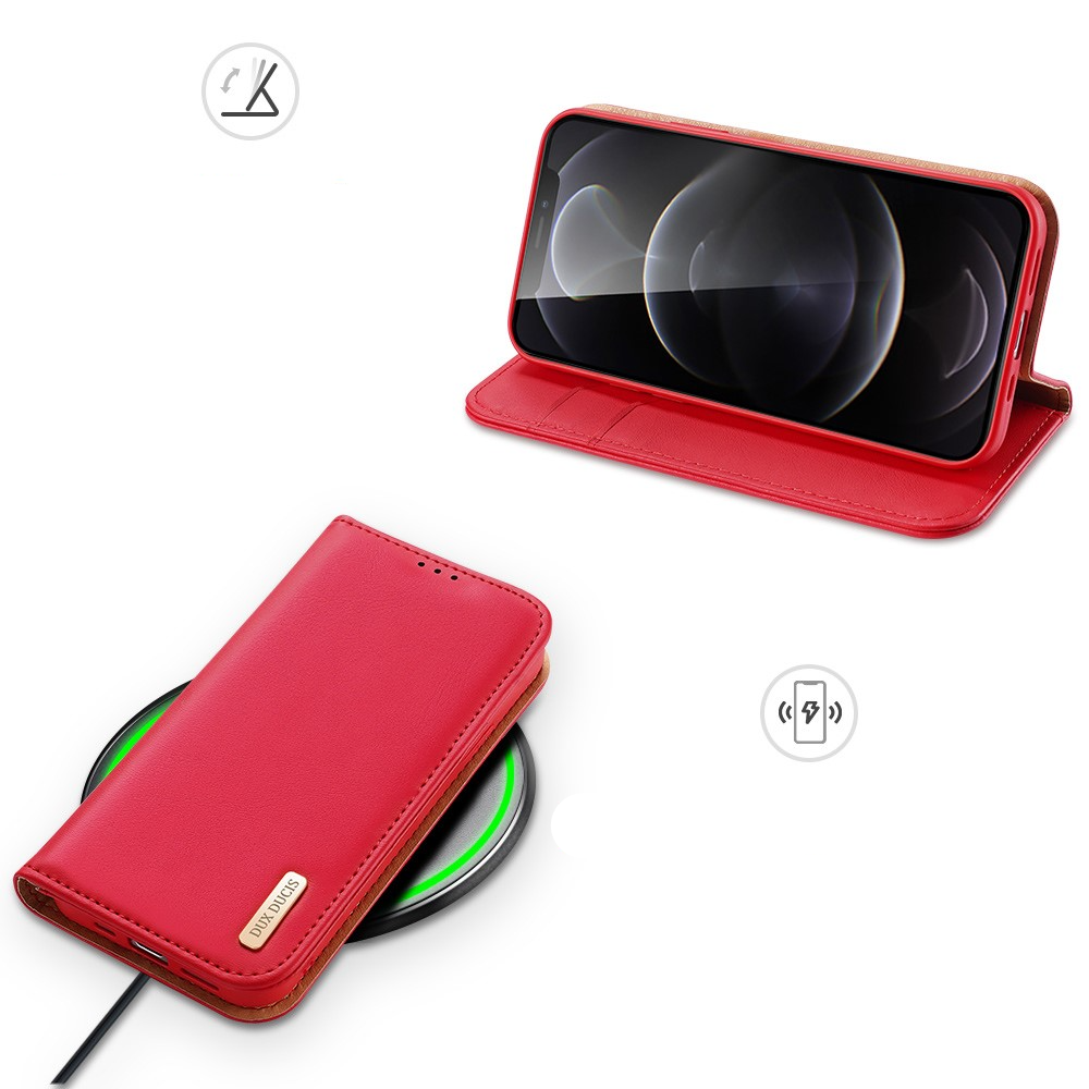iPhone 13 Flip Wallet Cover Echtleder Tasche (RFID Schutz) - Rot