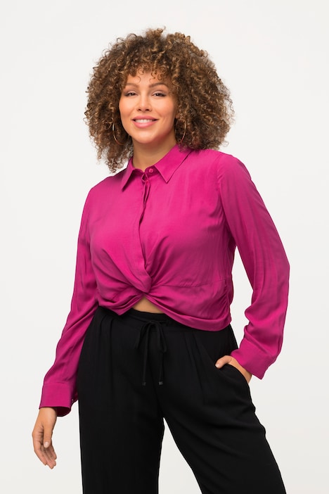 Hemdbluse, Knoten, kurz, Hemdkragen, Langarm