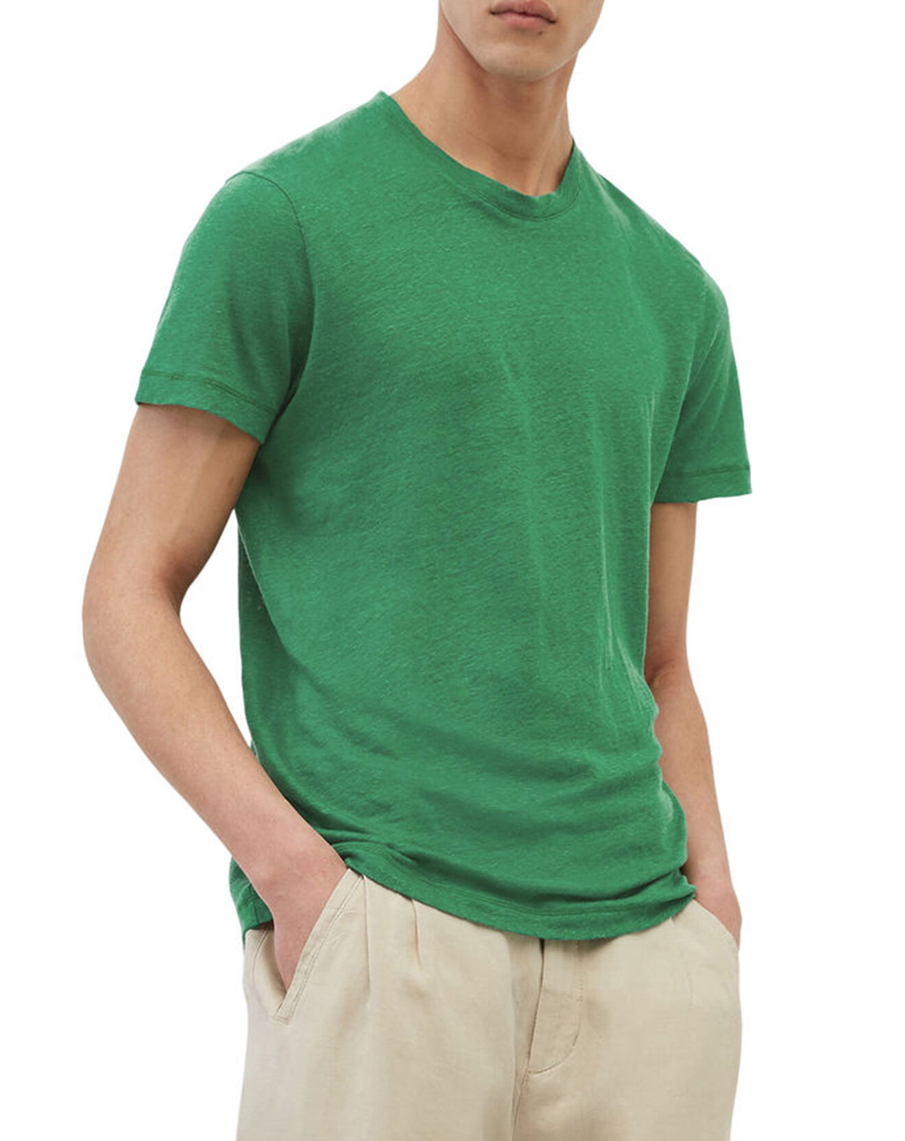 Marc O'Polo T-Shirt 100% Lin manches courtes Col Rond vert emeraude