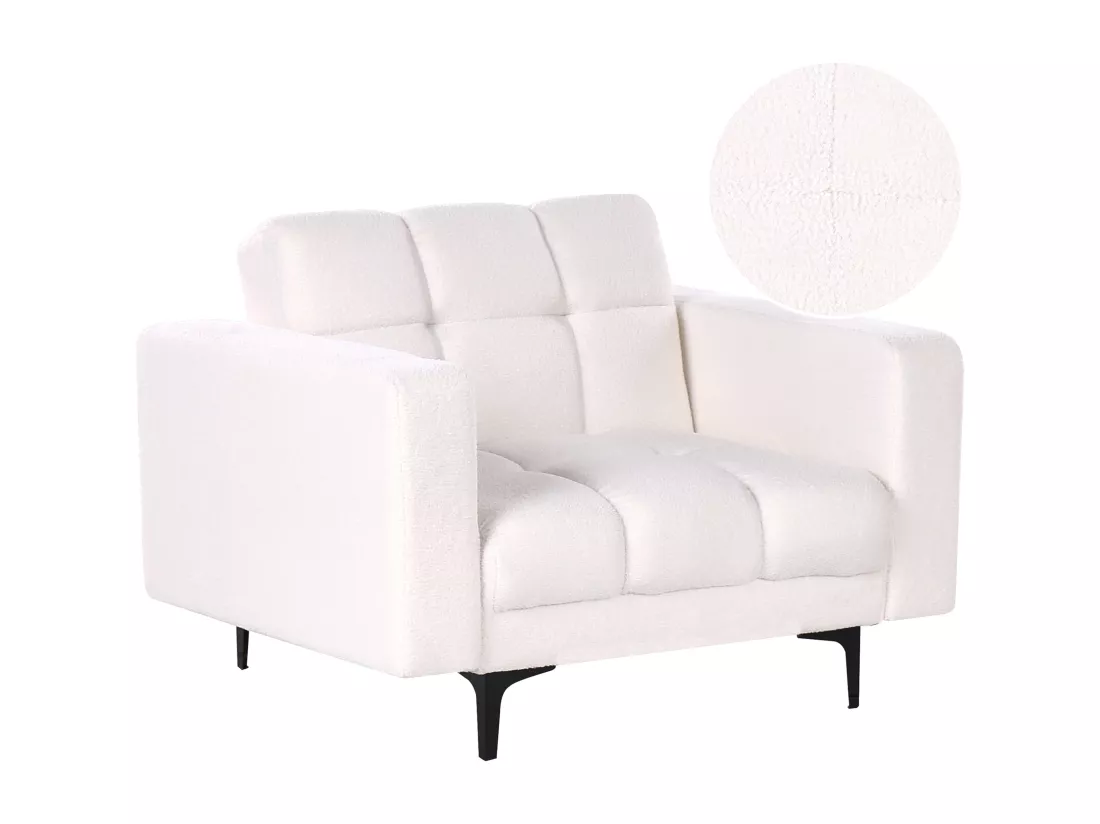 Fauteuil ALNES Bouclé Blanc