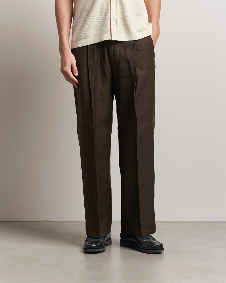NN07 Kay Linen/Viscose Drawstring Trousers Demitasse Brown