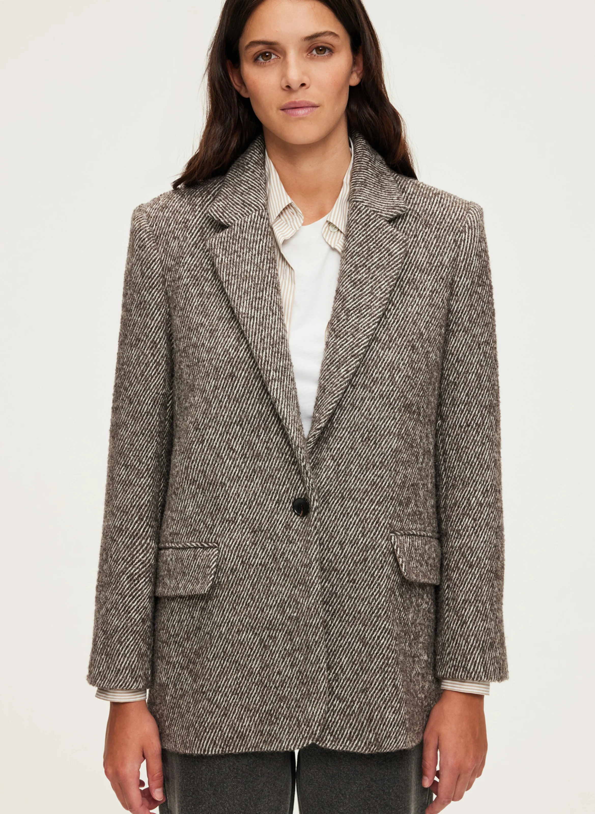 MAZARINE - Blazer droit à col tailleur | Marron