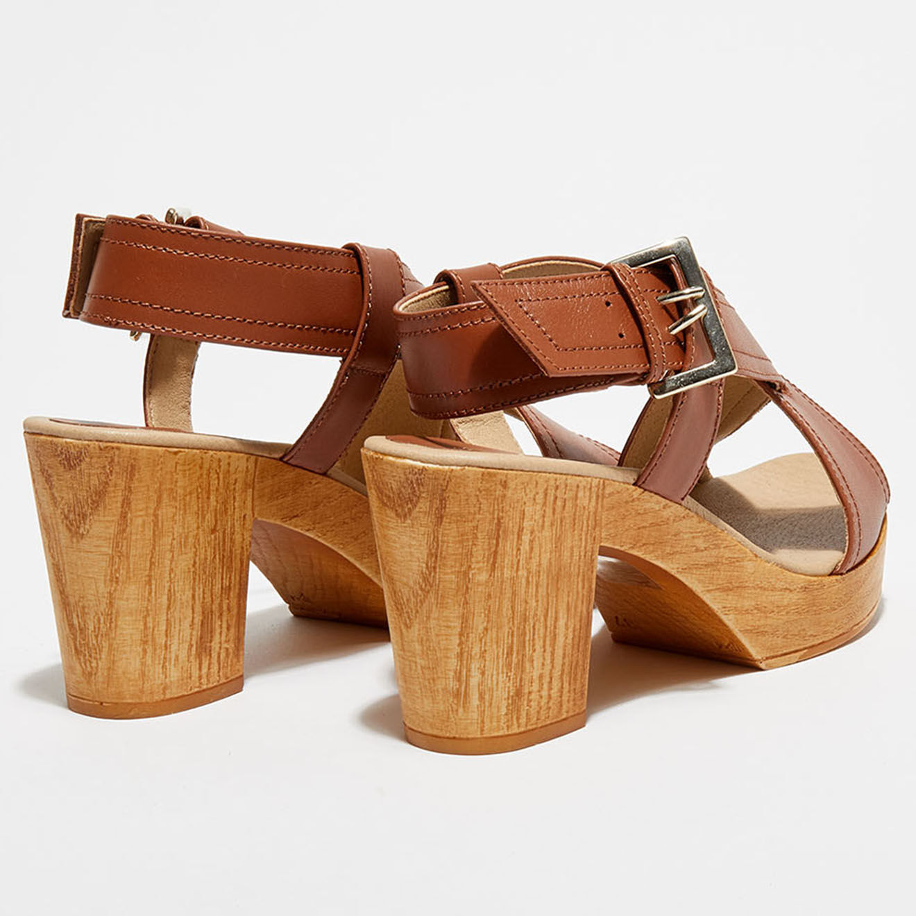 Apologie Studio Sandales en Cuir Layla marron - Talon 8 cm