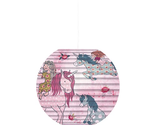 Kinderkamerlamp, papieren ballon eenhoorn, roze/wit, Ø 40 cm, zonder fitting en ophanging