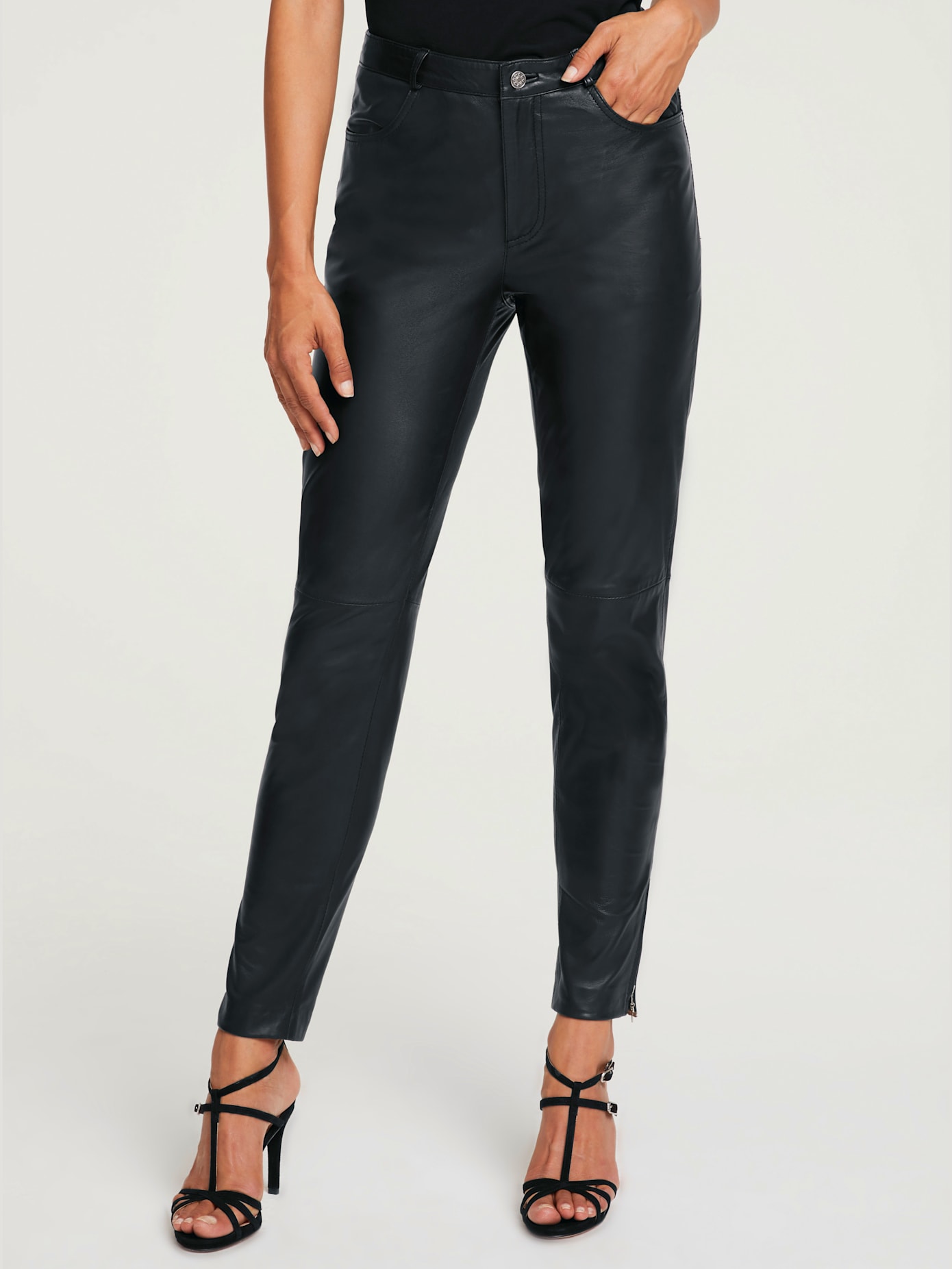 Pantalon en cuir cuir d'agneau souple