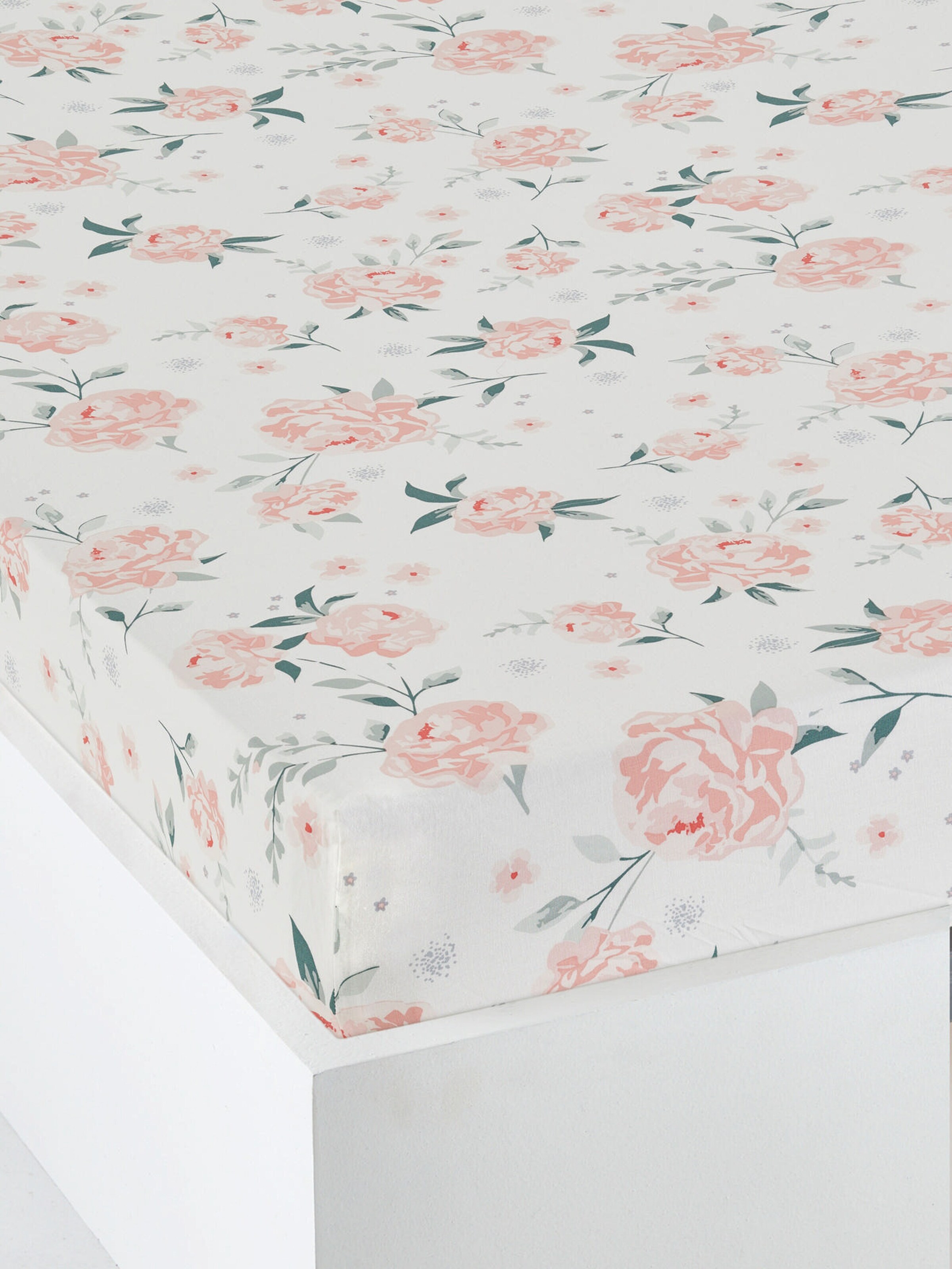 Vertbaudet Kinder Spannbettlaken ROSENTRAUM wollweiß/rosa