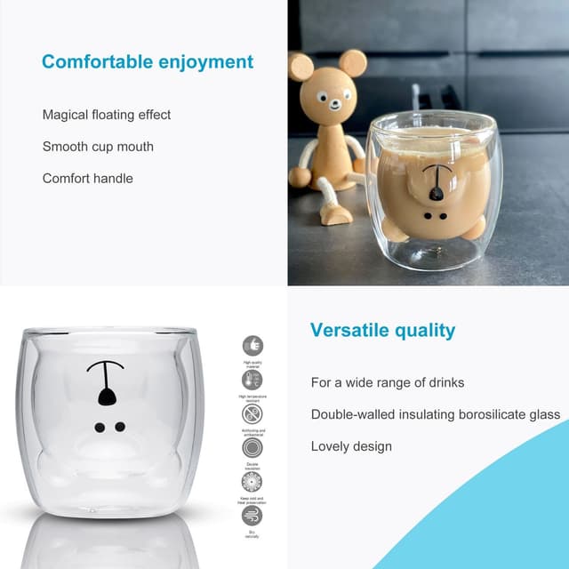 4x Kaffekop Termokrus Glas 230 ml Tekop Kaffeglas
