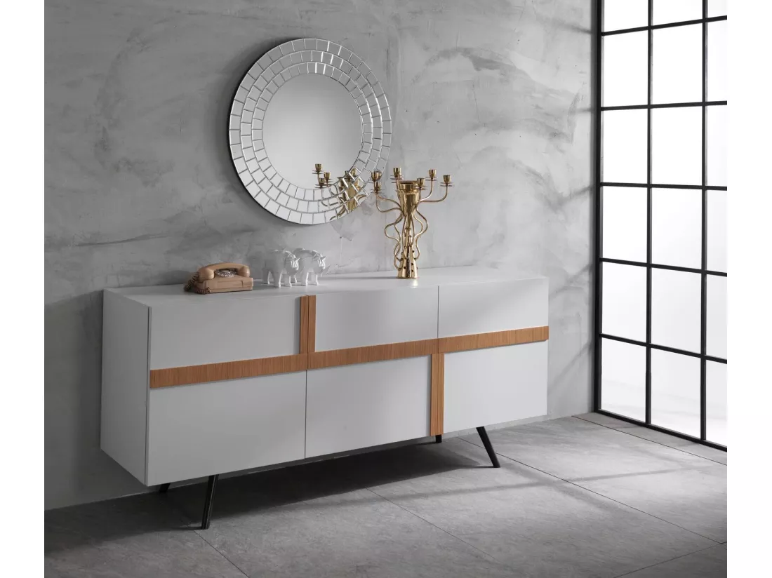 Ginger Buffet 3 portes (180 x 80 H cm) en Mélamine Blanc