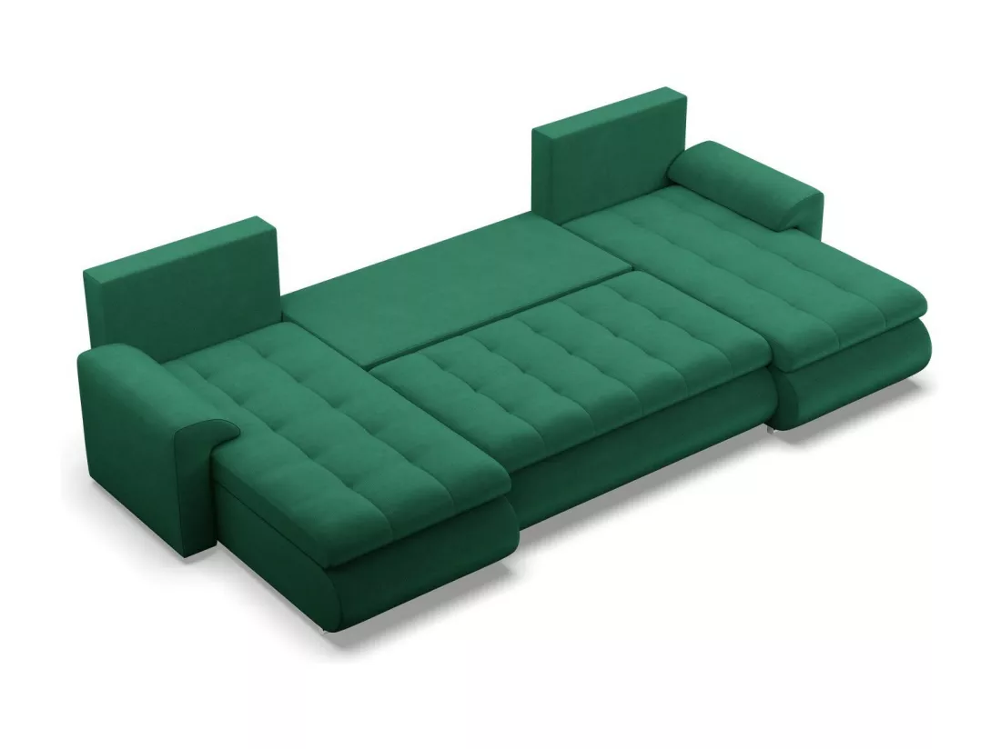 Canapé d'angle en U avec fonction sommeil, 2 méridiennes, Bleu foncé