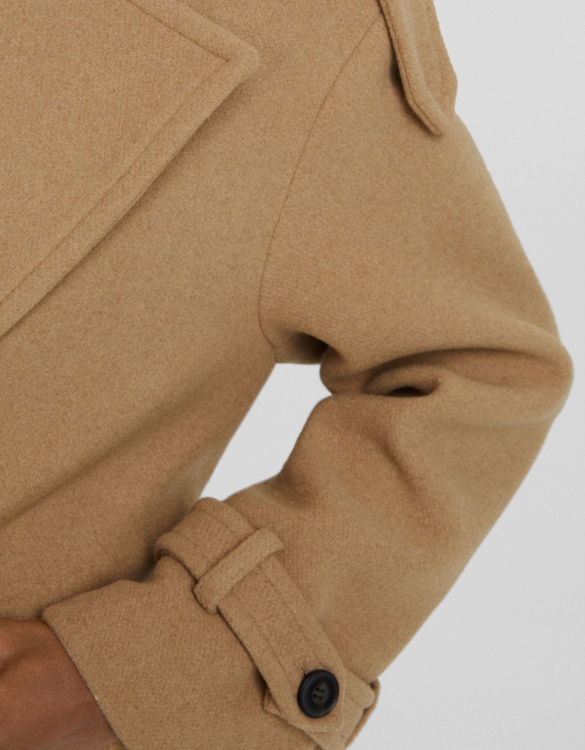 Trench coat em mistura de lã