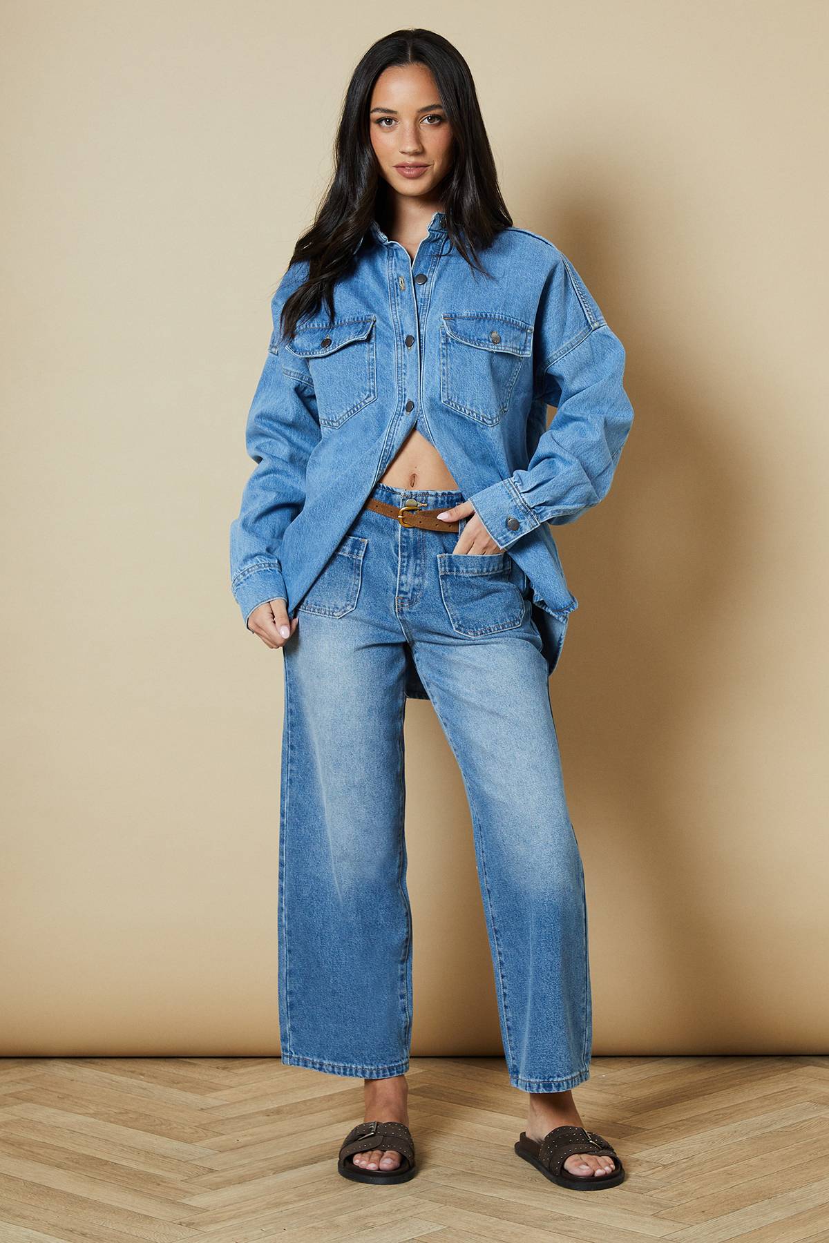 Oasis Jean Droit Raccourci avec Ceinture