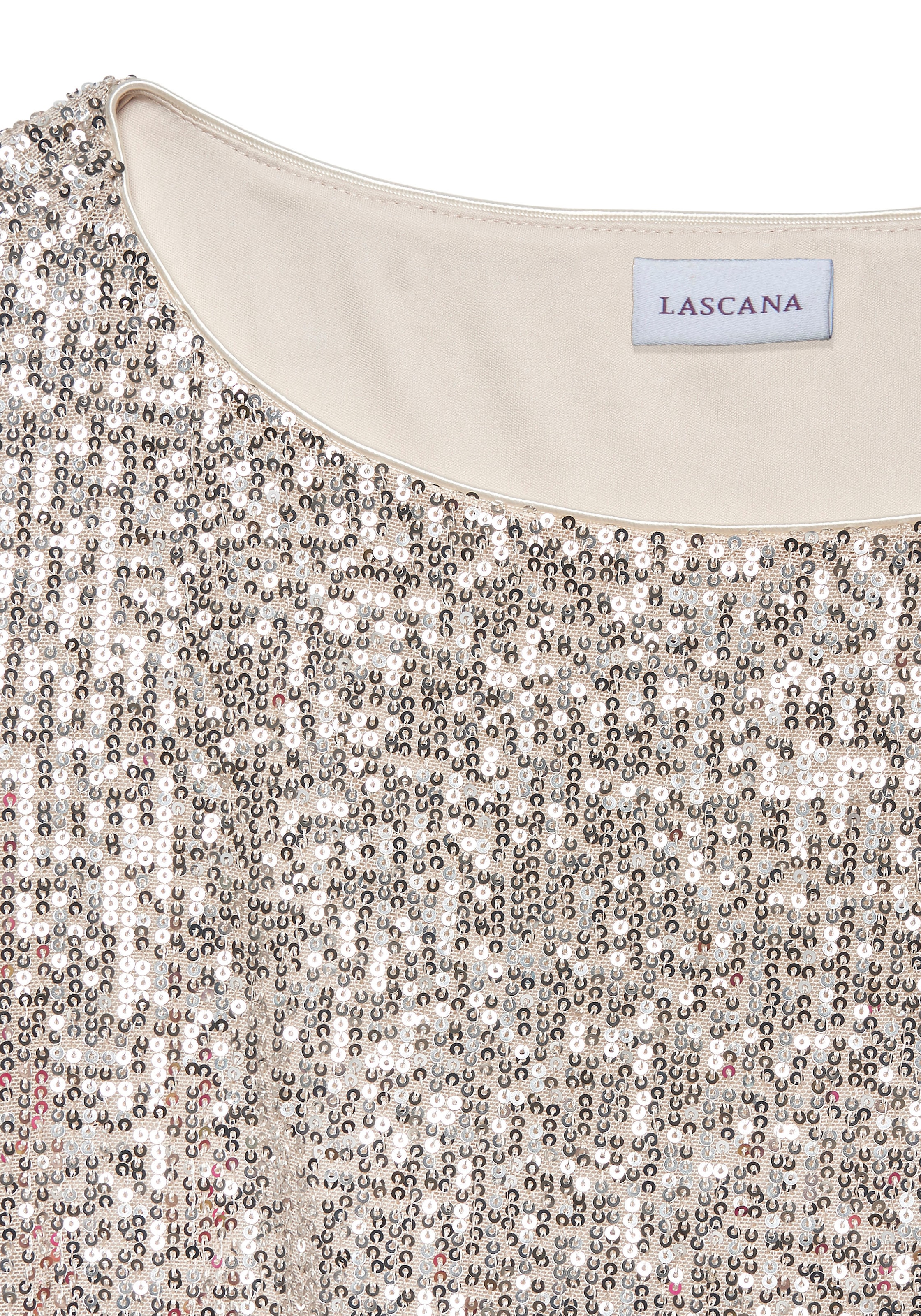 LASCANA Paillettenshirt , mit weiten Ärmeln, festliches Glitzershirt, Partyshirt