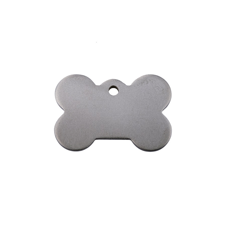 Placa de identificação para cães em formato de osso, feita de titânio