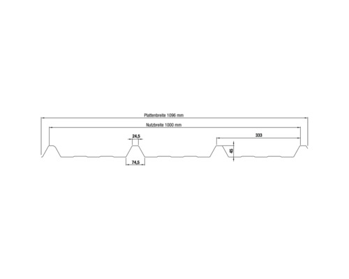 PRECIT trapezium dakplaat W45LR, dennengroen RAL 6020, vaste breedte 1075 mm x dikte 0,5 mm (verkocht per meter van 150 tot max. 900 cm)
