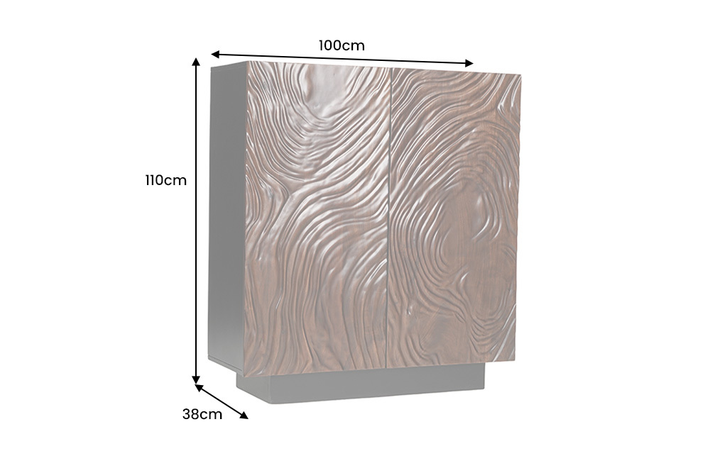 Massives Highboard FLUID 110cm walnuss-braun Akazienholz aufwendiges 3D-Design
