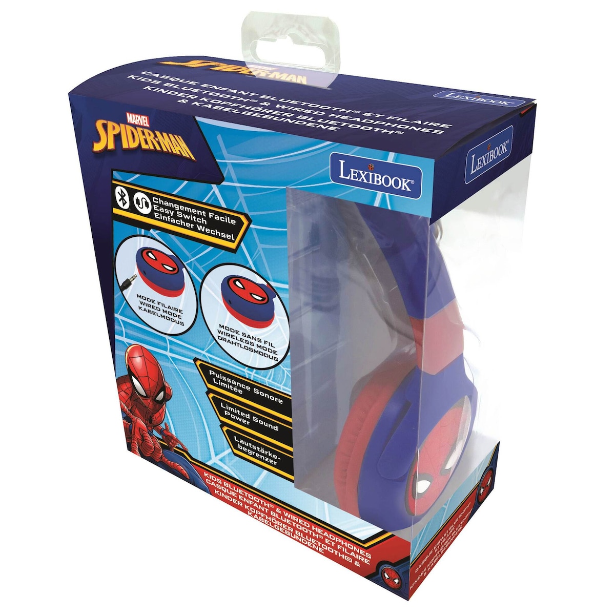 2 i 1 sammenleggbare Bluetooth- og kablet komfort-hodetelefoner med barnesikkert volum - Spider-Man