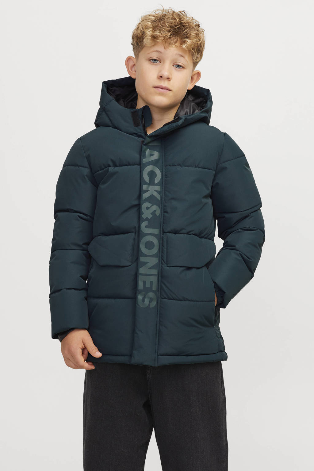 JACK & JONES gewatteerde winterjas JCOSPEED donkergroen