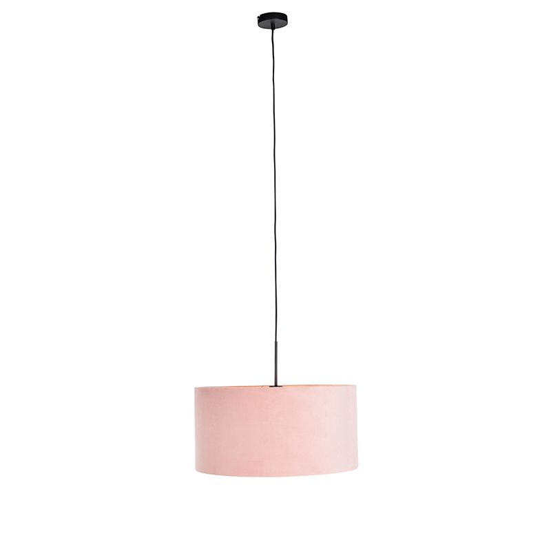 Hanglamp met velours kap roze met goud 50 cm - Combi